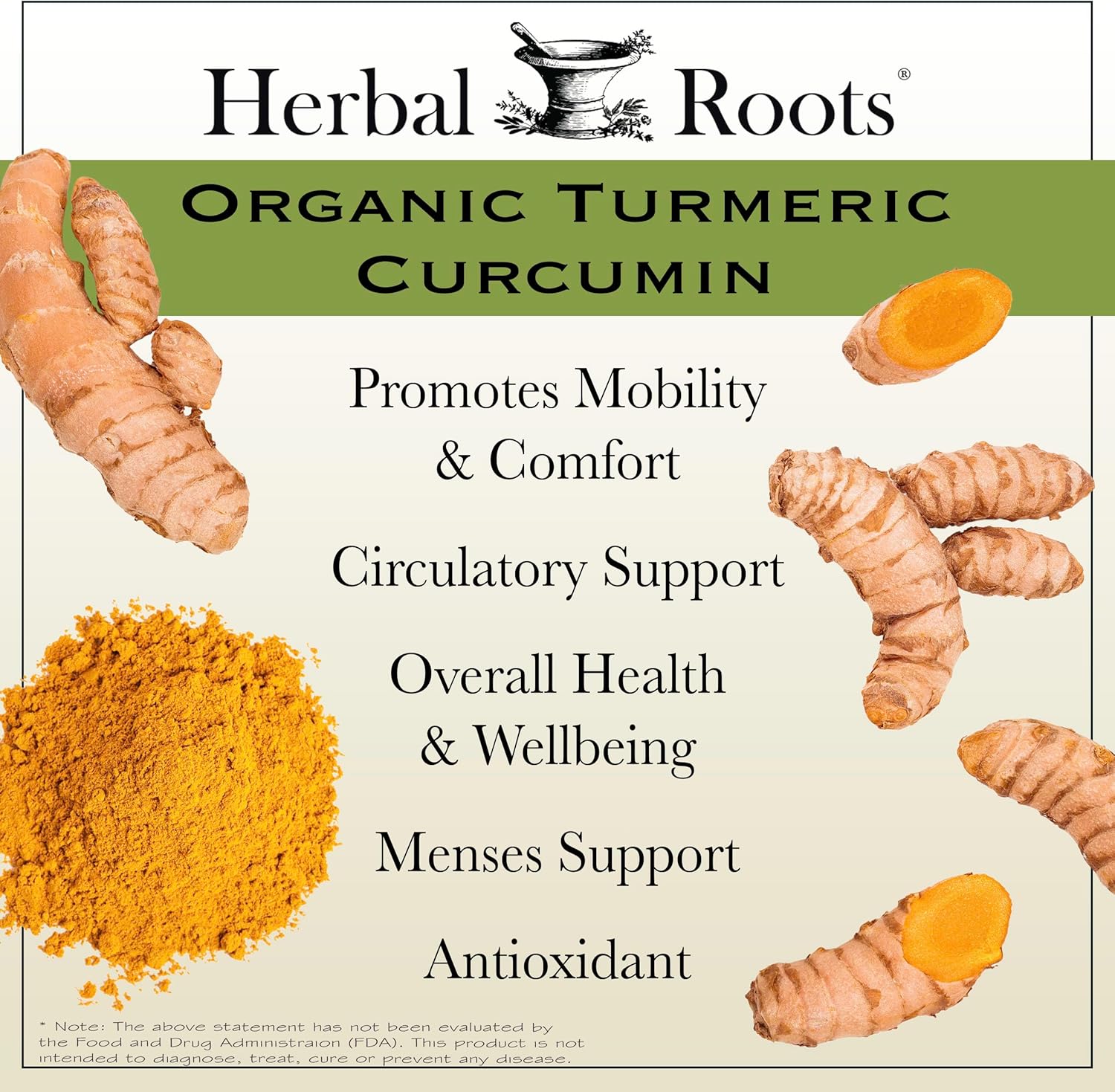 Herbal Roots - Turmeric Curcumin Capsules - Extra Strength - 1000mg Pure Organic Turmeric Supplement, 95% Standardized Curcumin Extract with BioPerine Pepper and Ginger