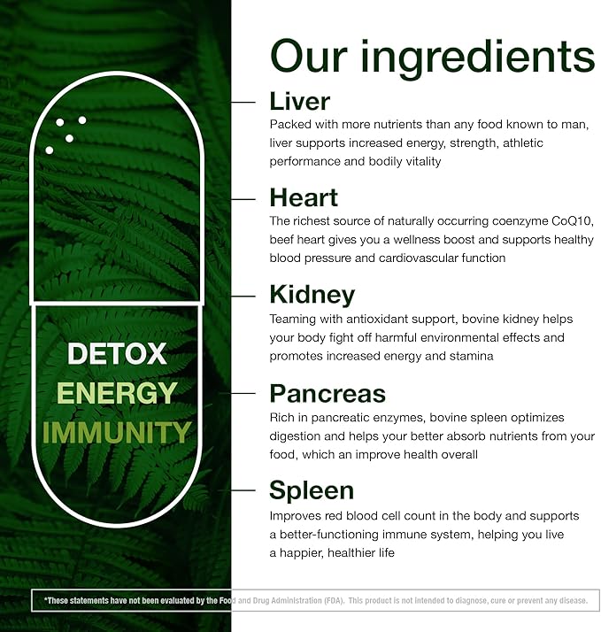 (Pack of 2) Grass Fed Beef Organ Supplement - Supports Whole Body Wellness 3000mg - with Desiccated Beef Liver, Heart, Kidney, Pancreas, Spleen - Organ Complex for Immune, Digestive Health (150 Caps)