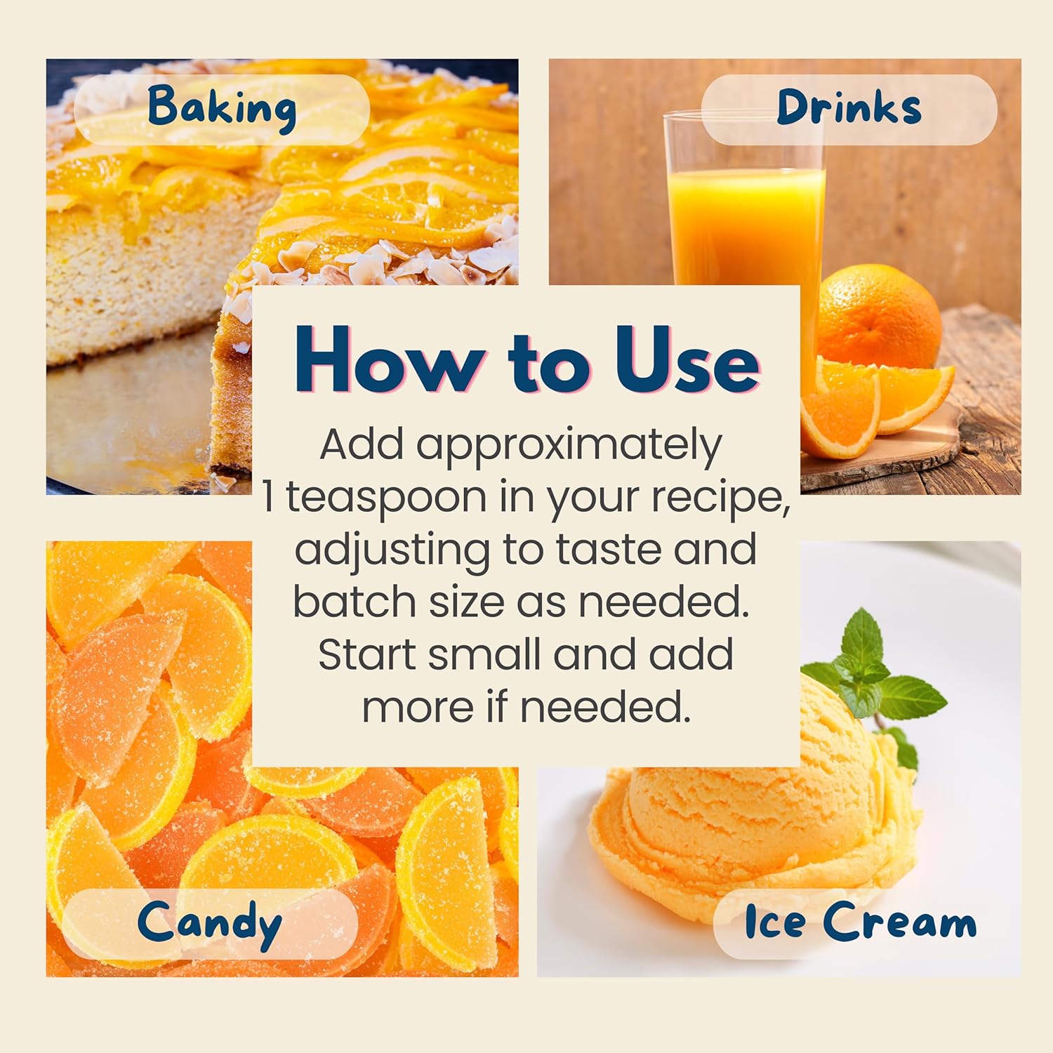 Organic Orange Extract for Baking, Ice Cream, Drinks, and Candy - 2 oz - Water-Soluble - By Harvest Moon Delights - Pure Orange Extract, Orange Flavoring, Orange Flavor