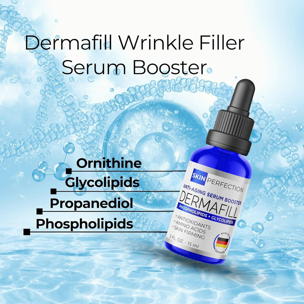 Skin Perfection Adipofill Wrinkle Filler - Anti Aging Serum with Patented L-ornithine Amino Acid for Plump Up Under-eye Hollowness & Nasolabial Lines - Diy Face Serum for Women Mix with Any Skincare