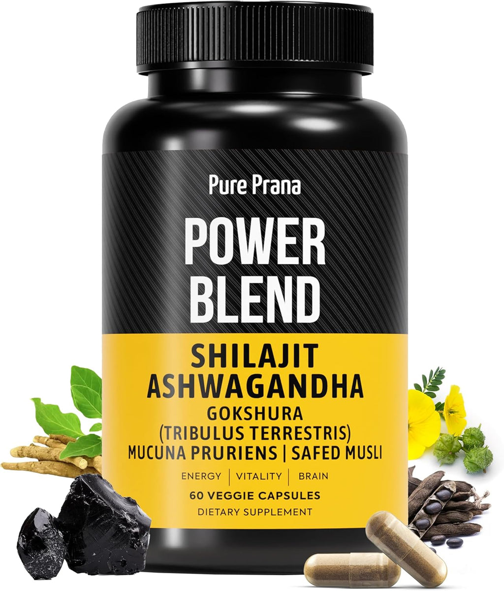 Pure Himalayan Shilajit Capsules for Men with Ashwagandha, Gokshura & Safed Musli - Extra Strength Organic Shilajit and Ashwagandha Supplement - Tribulus (Gokshura) for Men's Vitality
