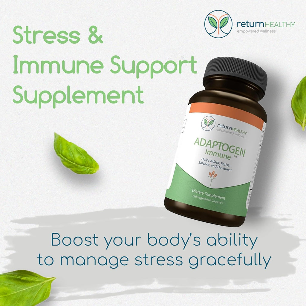 Adaptogen Immune, Adaptogens Supplements, Ashwagandha Supplements with Siberian Ginseng, Astragalus Root, and More - Promotes Healthy Body Functioning - Stress Relief Supplement, 120 Capsules