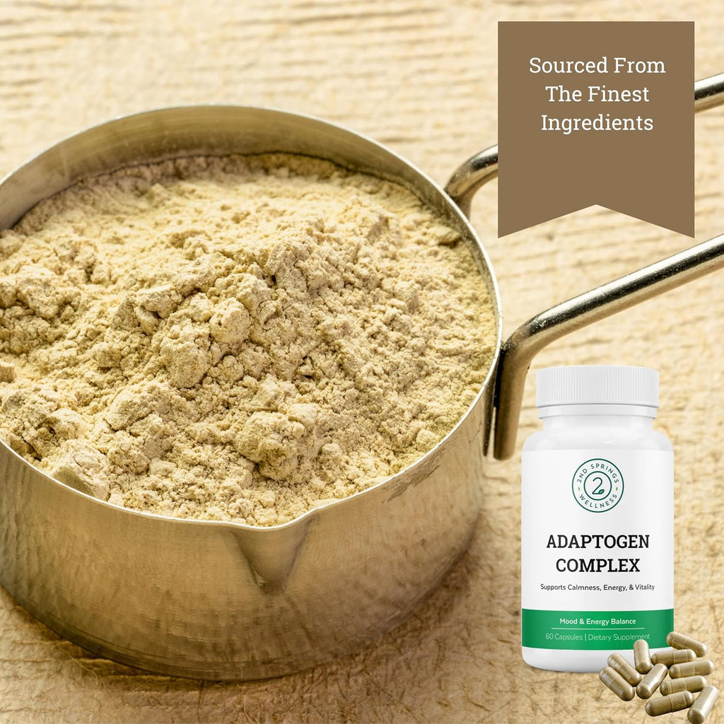 Adaptogen Complex Calmness, Energy and Vitality Booster - Ashwagandha, Schisandra, Astragalus, Ginseng, Rhodiola, and More - Promotes Balance, Focus, and Overall Well-Being - 60 Ct