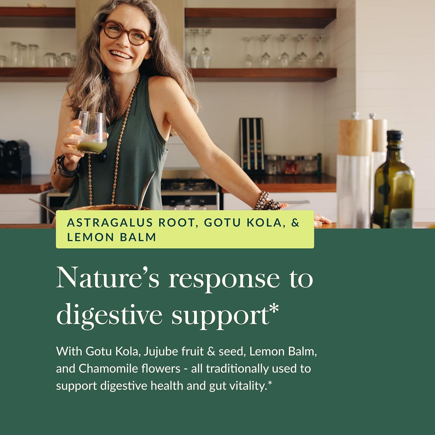 Gaia Herbs Gut Revival - Herbal Digestive Supplement to Support Gut Health - Made with Astragalus, Gotu Kola, Jujube & More - Free from Dairy, Soy & Gluten - 60 Vegan Capsules (60 Servings)