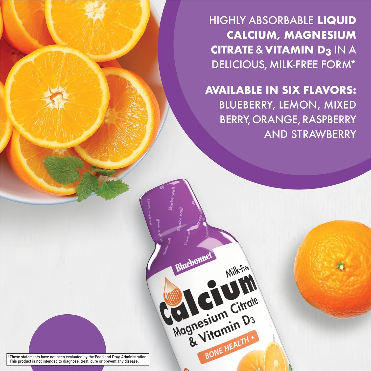 Bluebonnet Nutrition Liquid Calcium Citrate Magnesium Citrate, Vitamin D3, Bone Health, Gluten Free, Soy free, milk free, kosher, 16 Fl Oz, 32 Servings, Orange Flavor, 16 Fl Oz (Pack of 1)