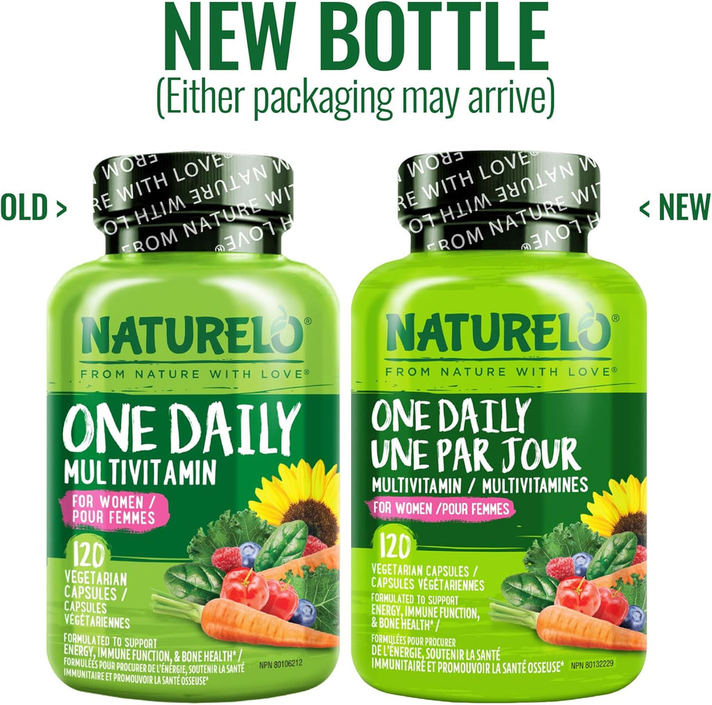 NATURELO One Daily Multivitamin for Women - Energy Support - Whole Food Supplement to Nourish Hair, Skin, Nails - Non-GMO - No Soy - Gluten Free - 120 Capsules - 4 Month Supply
