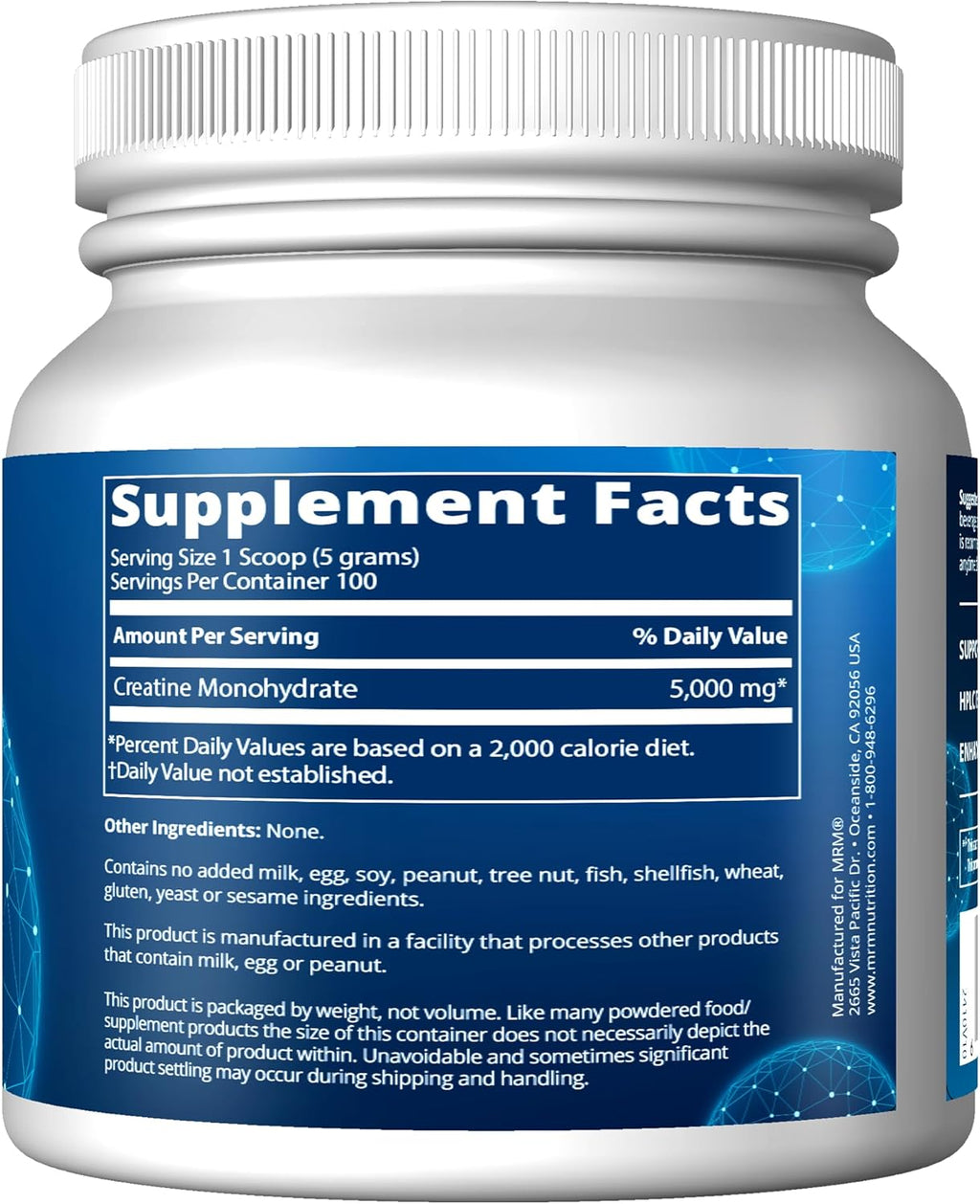 MRM Nutrition Creatine Monohydrate 500 | 100% micronized | Amino acids | Muscle Recovery + Energy Production | Keto + Low-carb Friendly | Performance Powder | 100 Servings