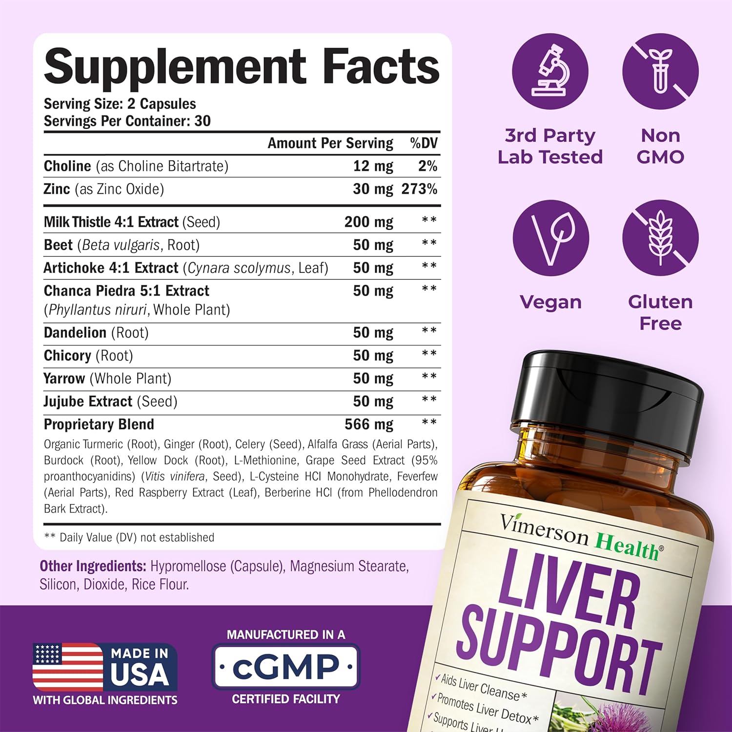 Liver Cleanse Detox & Repair Milk Thistle Supplement - Herbal Liver Support - Choline, Artichoke Extract & Chicory. Dandelion Root Supplement to Support Digestion & Promote Cellular Repair. 2 Pack