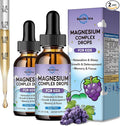 (2 Pack) Magnesium Glycinate Liquid for Kids, Kids Magnesium Liquid Drops Supplement with L-Theanine, Calcium, Zinc, Vitamin D3 K2 for Sleep Calm Relaxation Brain Bones Focus, Grape Flavor 4 Fl Oz