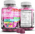 Clean Nutraceuticals Biotin Collagen Keratin Gummies | Hair Skin and Nails Vitamins for Women | Hyaluronic Acid Bamboo Vitamin A C D3 E Folate with Saw Palmetto Silica B3 B12 Vegan Gummy