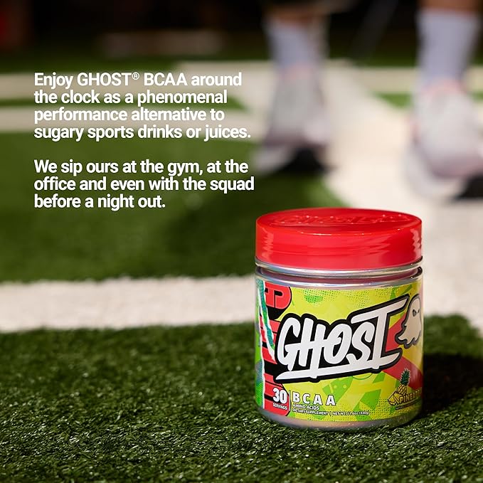 GHOST BCAA Powder Amino Acids Supplement, Pineapple - 30 Servings - Sugar-Free Intra, Post & Pre Workout Amino Powder & Recovery Drink, 7G BCAA