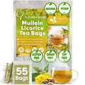 FreshDrinkUS, Premium 55 Mullein Licorice Tea Bags, 100% Natural, Blend of Mullein Leaves, and Licorice Root. Made with Natural Material Tea Bags. No Sugar, Vegan.
