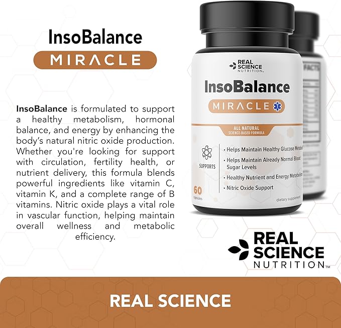Real Science InsoBalance Miracle – Natural Supplement for Hormone Balance for Women – Supports Metabolic Wellness, Energy & Cycle Rhythm – VIT C, K & B + Nitric Oxide Support – Made in USA, 60 Caps