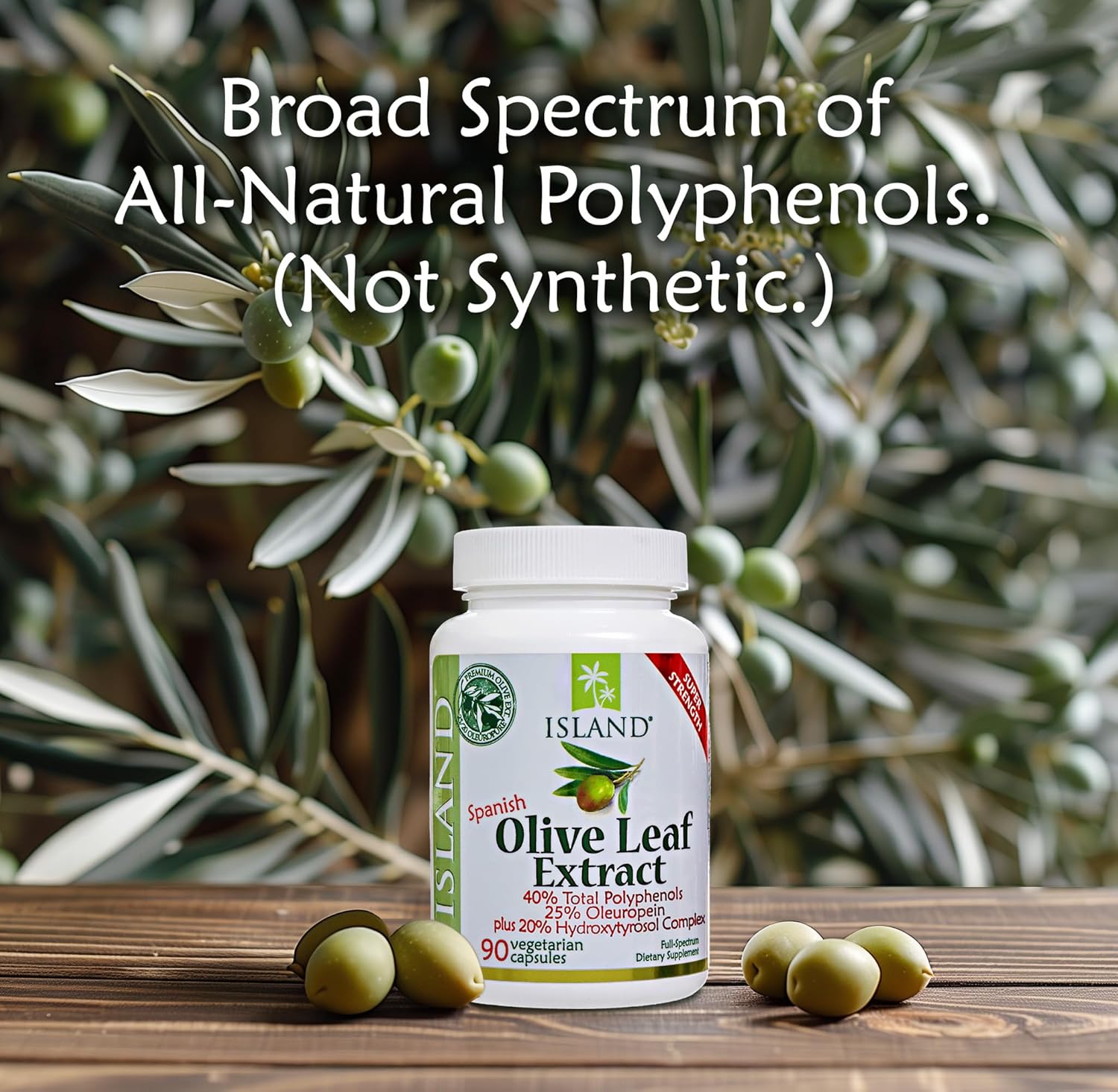 Olive Leaf Extract Capsules – 25% Oleuropein (40% Total Polyphenols), Plus 20% Hydroxytyrosol Complex – 100% Grown & Extracted in Spain (90 Capsules)
