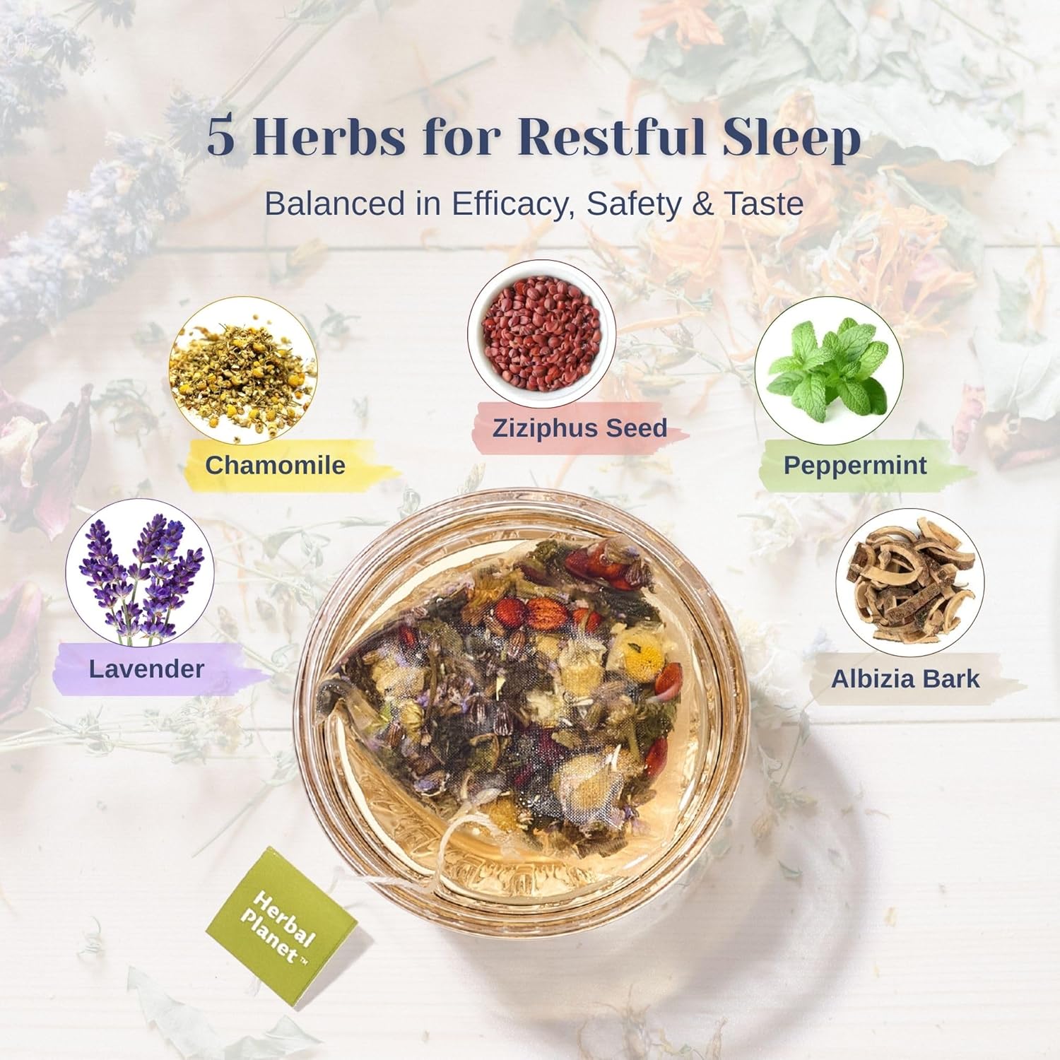 Herbal Planet Sleep Tea (4.23oz / 20 Tea Bags) – Soothing Chamomile with Lavender Blossom Notes & a Refreshing Mint Finish | Bedtime Herbal Tea, Caffeine-Free