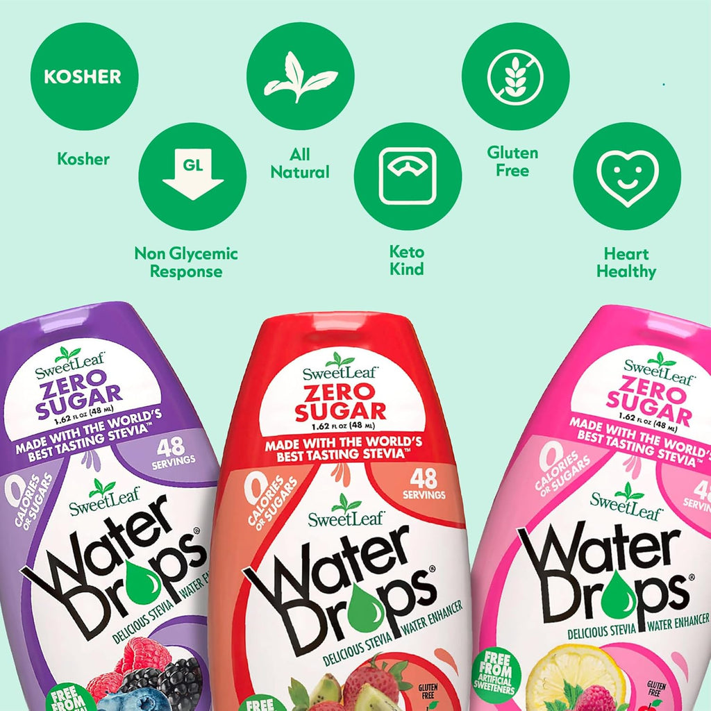SweetLeaf Water Drops - Peach Mango Water Enhancer, Sugar Free Sweet Leaf Stevia Water Flavoring Drops, 1.62 Oz Ea (Pack of 3)