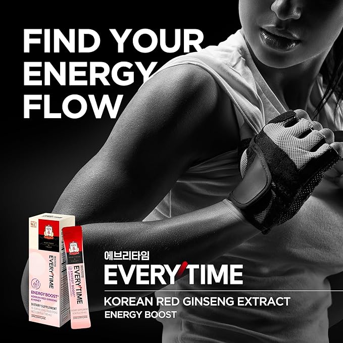 JUNG KWAN JANG Everytime Energy Boost Korean Red Ginseng Extract 1,000mg & Honey - Vegan Ginseng Energy Drink Liquid Stick Supplements - Builds Stamina & Immunity No Caffeine (10 Sticks, 0.34 fl oz)