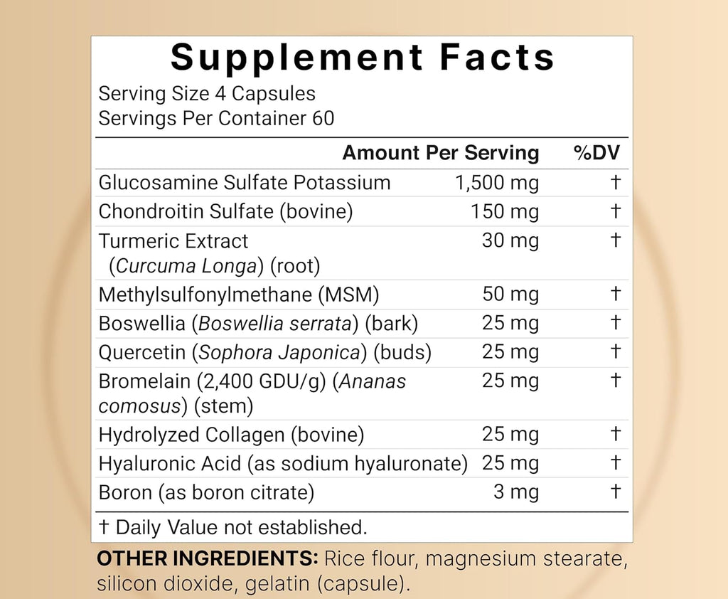 Glucosamine Chondroitin MSM Supplement, 240 Capsules | 10-in-1 Joint Supplements for Men & Women – with Hyaluronic Acid, Collagen, Glucosamine Sulfate, Turmeric, Boswellia, & More – Non-GMO