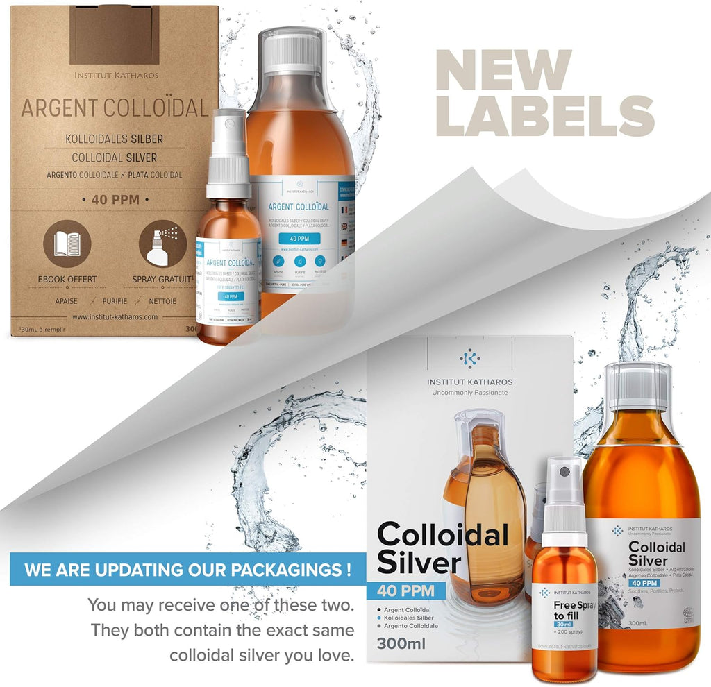 Premium Colloidal Silver ● Optimal Concentration Formula, Smaller Particles, Better Results ● Laboratory Certified ● Liquid Silver Made in EU ● Free Spray Bottle to Fill & Ebook (34 fl oz)
