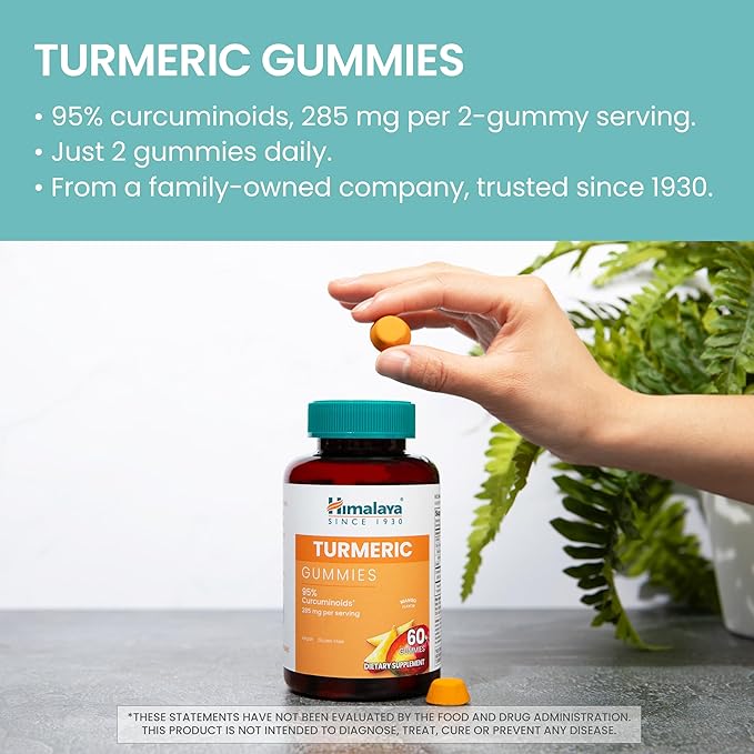 Himalaya Turmeric Gummies, Herbal Gummy Supplement for Joint Health, Mango Flavor, Vegan, Gluten Free, 285 mg, 60 Gummies