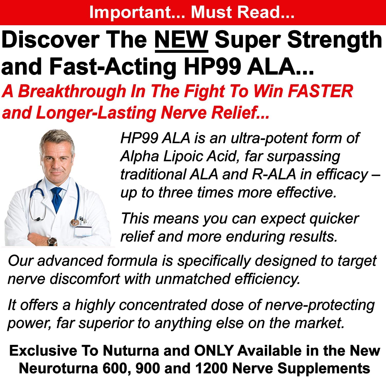 Neuropathy Support Supplement with 1200 mg HP-99 Alpha Lipoic Acid - Max Strength ALA Nerve Formula for Feet Hands Fingers Legs - Ultra Potent 18 in 1 Natural Peripheral Nerve Vitamins - 180 Capsules