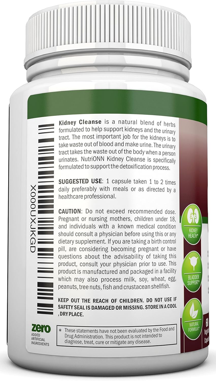 KIDNEY CLEANSE - Detox and Support For Urinary Tract, Bladder and Kidneys - All Natural Herbal Supplement Formula With Organic Cranberry, Astragalus, Turmeric, Goldenrod, Gravel Root, Juniper and More