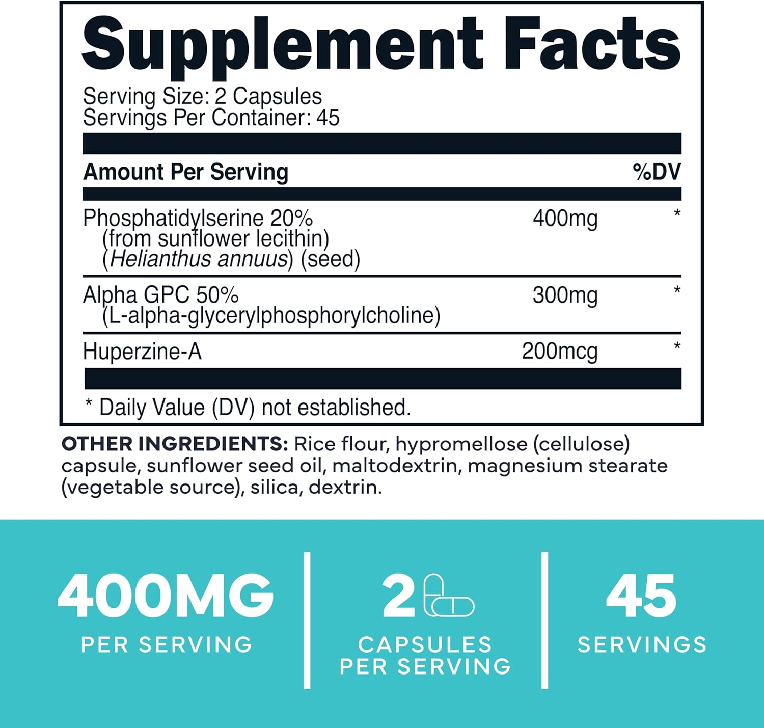 Type Zero Phosphatidylserine 3X Strength Nootropics Brain Support Supplement w/Alpha GPC, Huperzine A & Phosphatidylserine - Clean Focus & Memory Supplement for Brain Pills