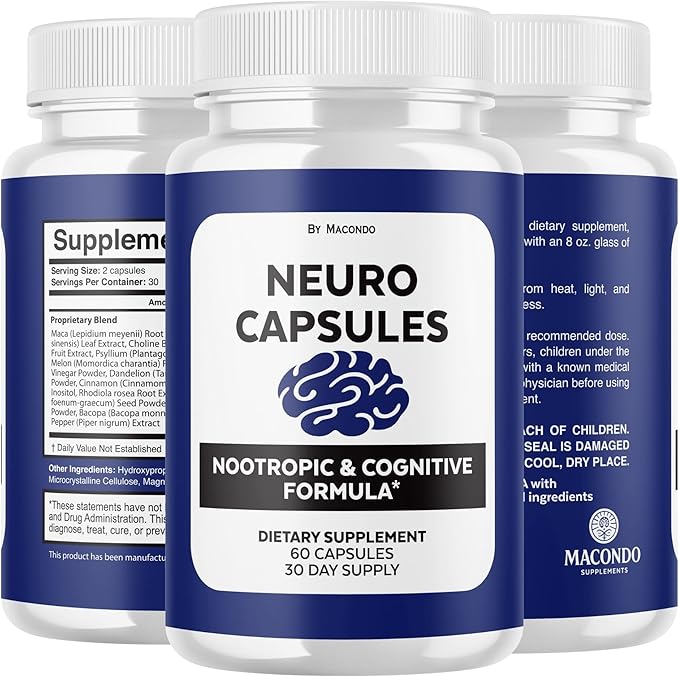 (3 Pack) Neuro Capsules - Official NeuroCapsules Brain Health and Memory Support Advanced Formula, Daily Premium Focus for Overall Health & Wellness - 180 Capsules for 3 Months