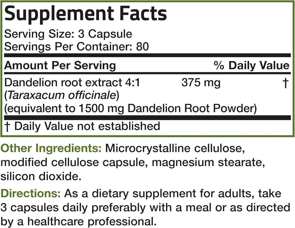 Bronson Dandelion Root High Potency Supplement, Supports Overall Good Health & Well-Being, Traditional Diuretic Herb - Non-GMO, 240 Vegetarian Capsules