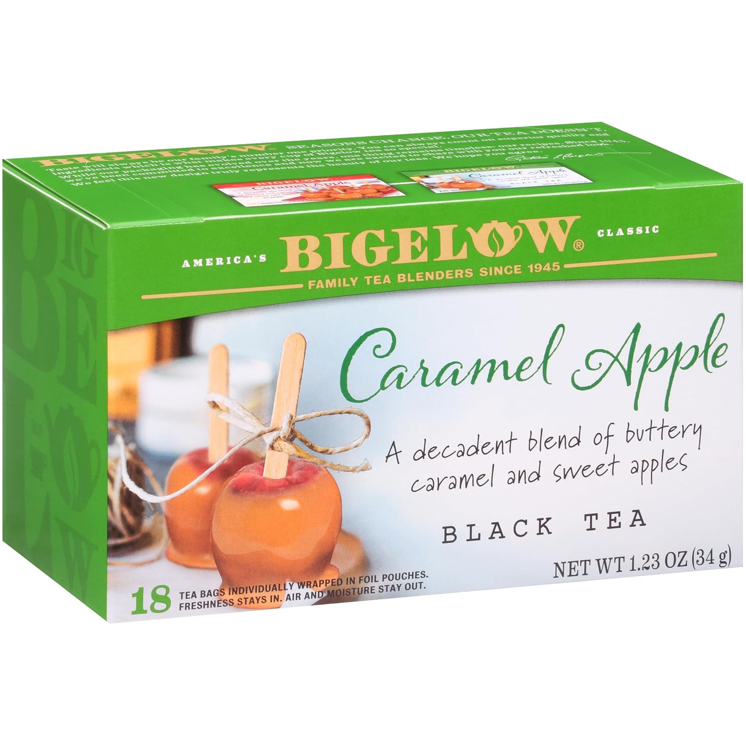 Bigelow Tea Caramel Apple Black Tea, Caffeinated Tea with Caramel and Apple, Holiday and Christmas Tea, 18 Count Box (Pack of 6), 108 Total Tea Bags