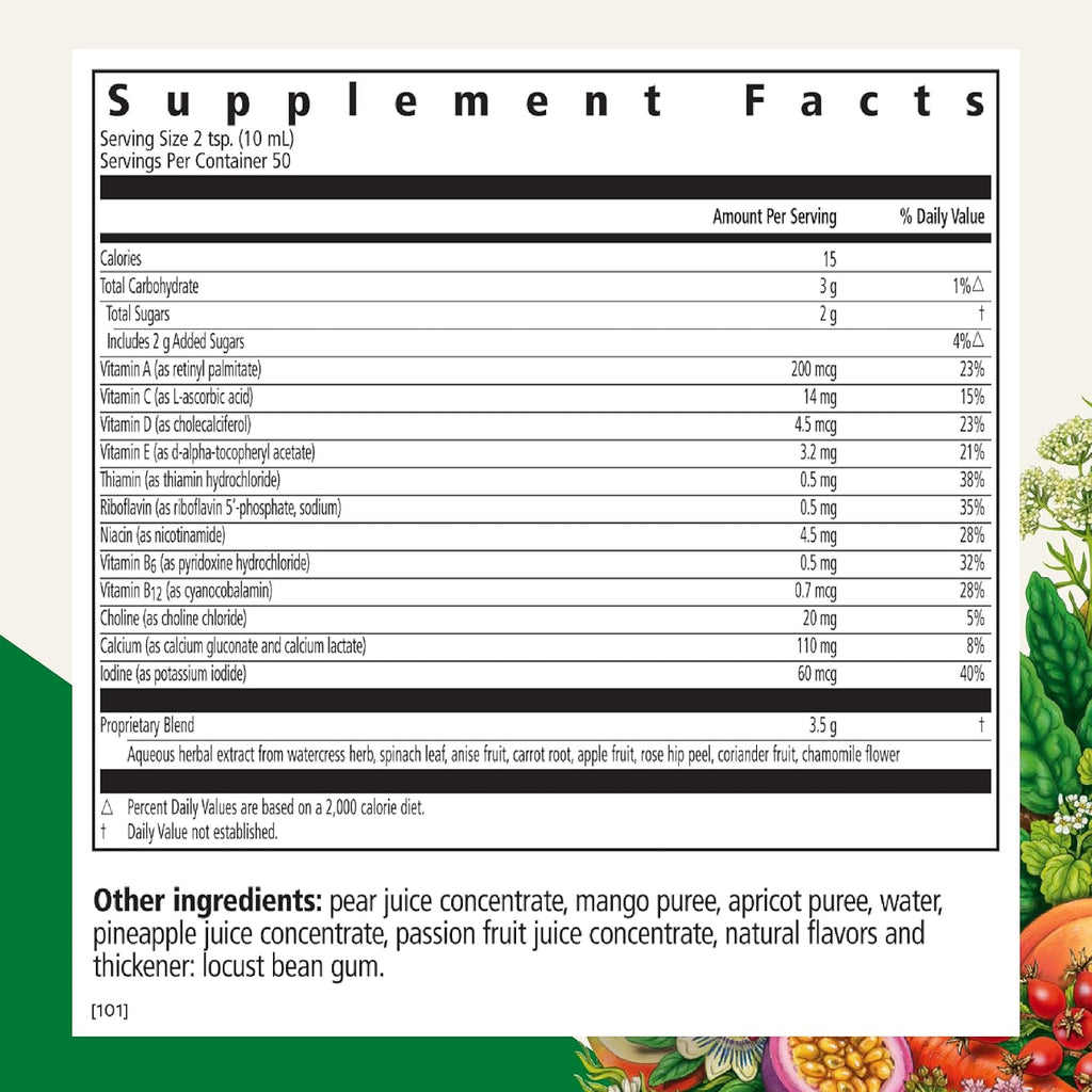 Floradix Kinder Love Children's Multivitamin - Liquid Multivitamin for Kids with Vitamins A, C, D & E, Calcium & More - Vegetarian, Non-GMO, Gluten-Free - 16.9 fl oz