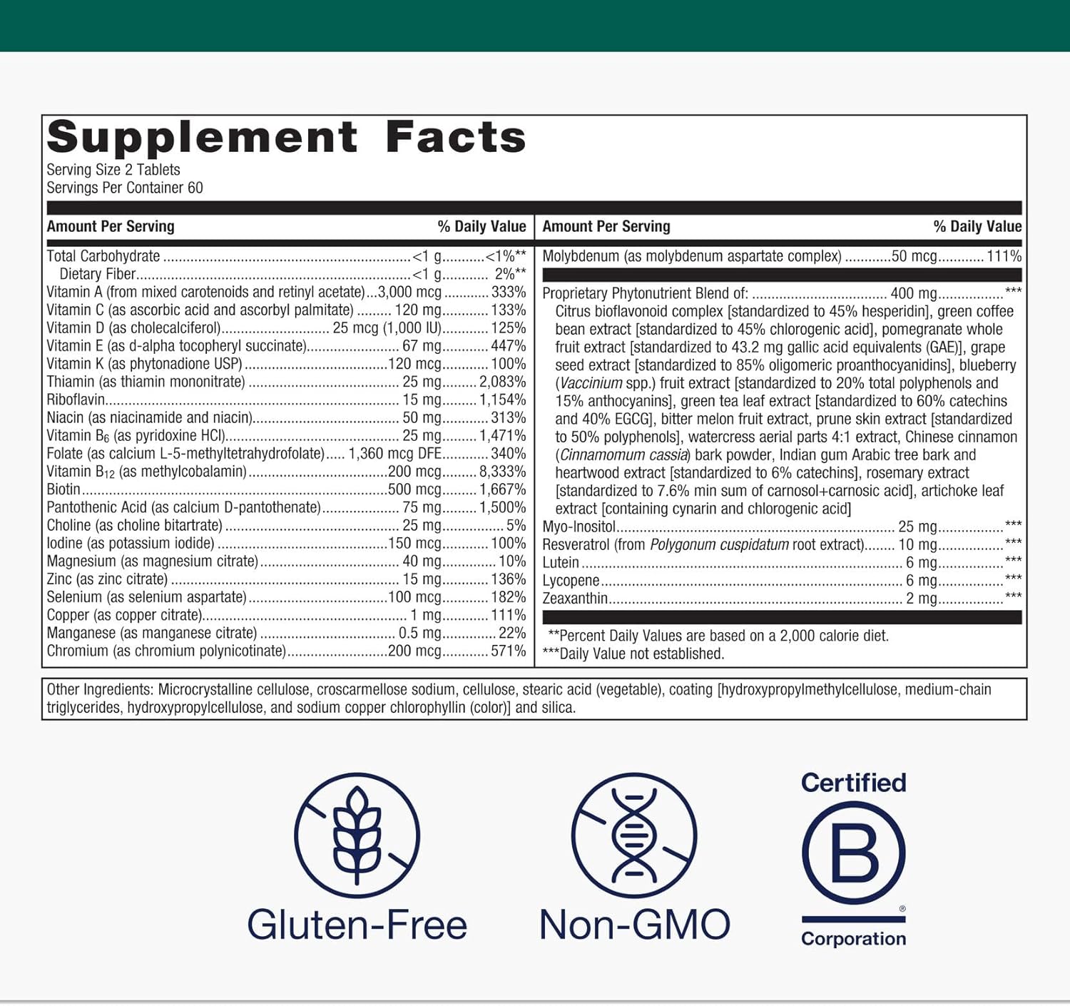 Metagenics PhytoMulti Multivitamin - Supports Healthy Aging, Cellular Health & Overall Wellness - For Men & Women - Over 20 Essential Vitamins & Minerals - With Vitamin B6, Lutein & Zinc - 120 Tablets