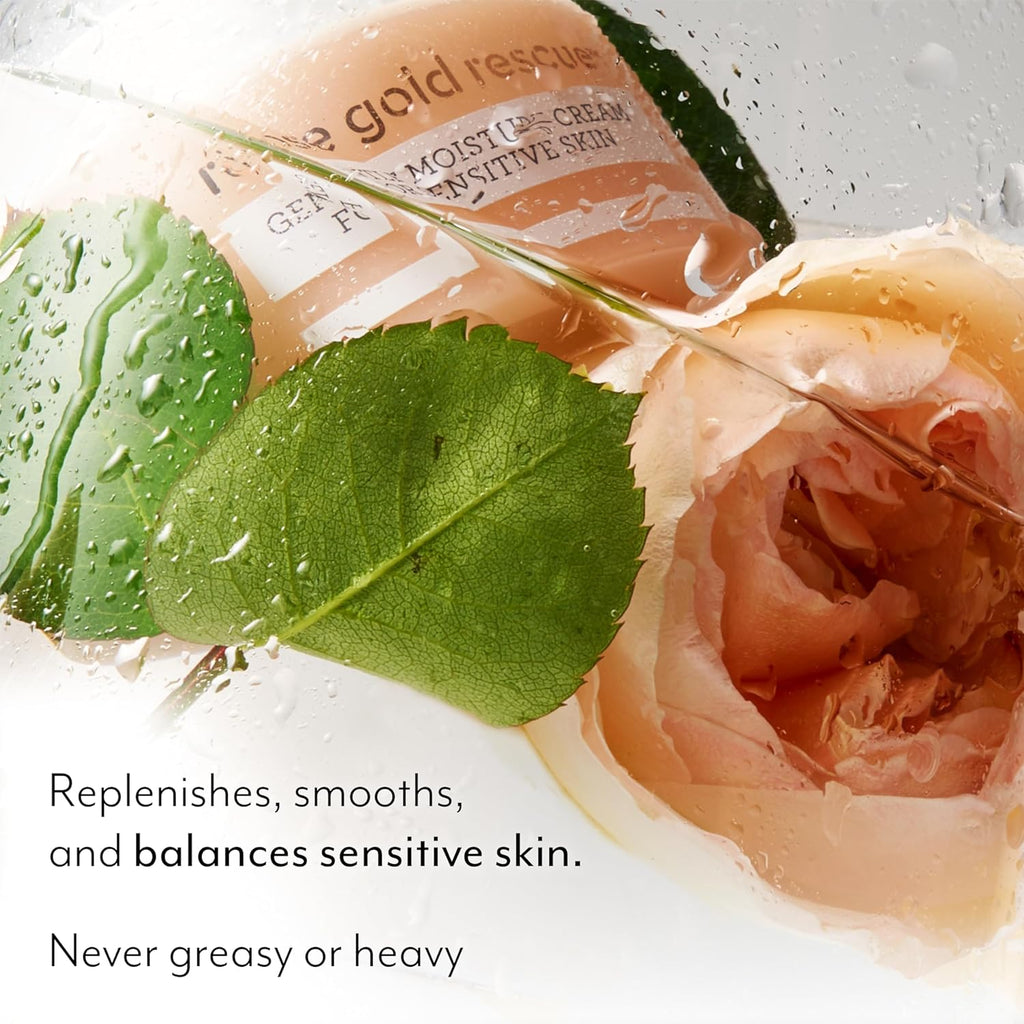Bliss Rose Gold Rescue Gentle Moisturizer for Sensitive Skin | Fragrance-Free, Calming Daily Hydration with Rose Water & Colloidal Gold| 1.7 oz
