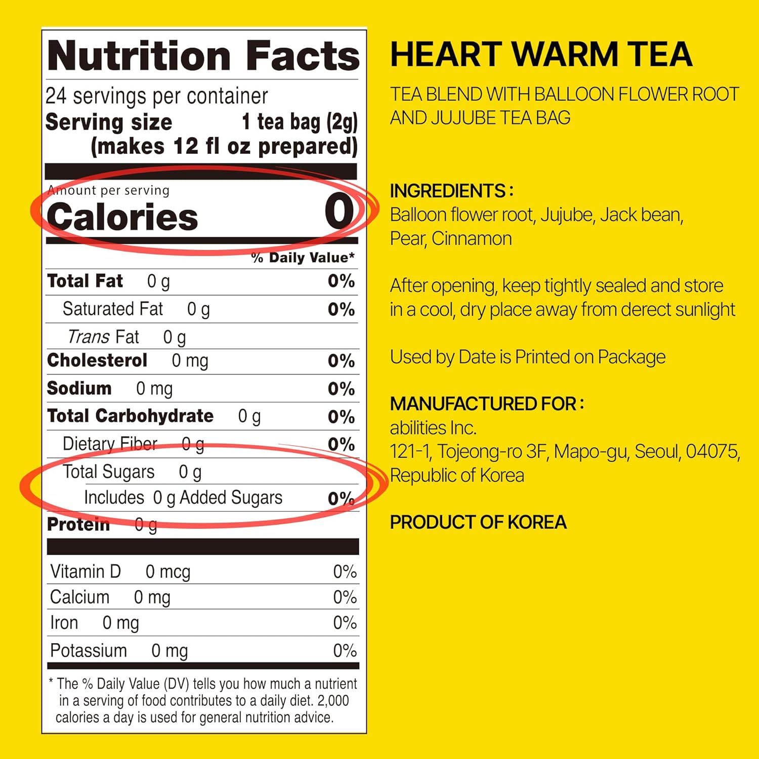 Odada Heart Warm Tea - Cozy Seasonal Wellness Blend with Korean Pear & Bellflower Root, Natural Throat Comfort & Inner Warmth, Caffeine-Free, 24 Bags