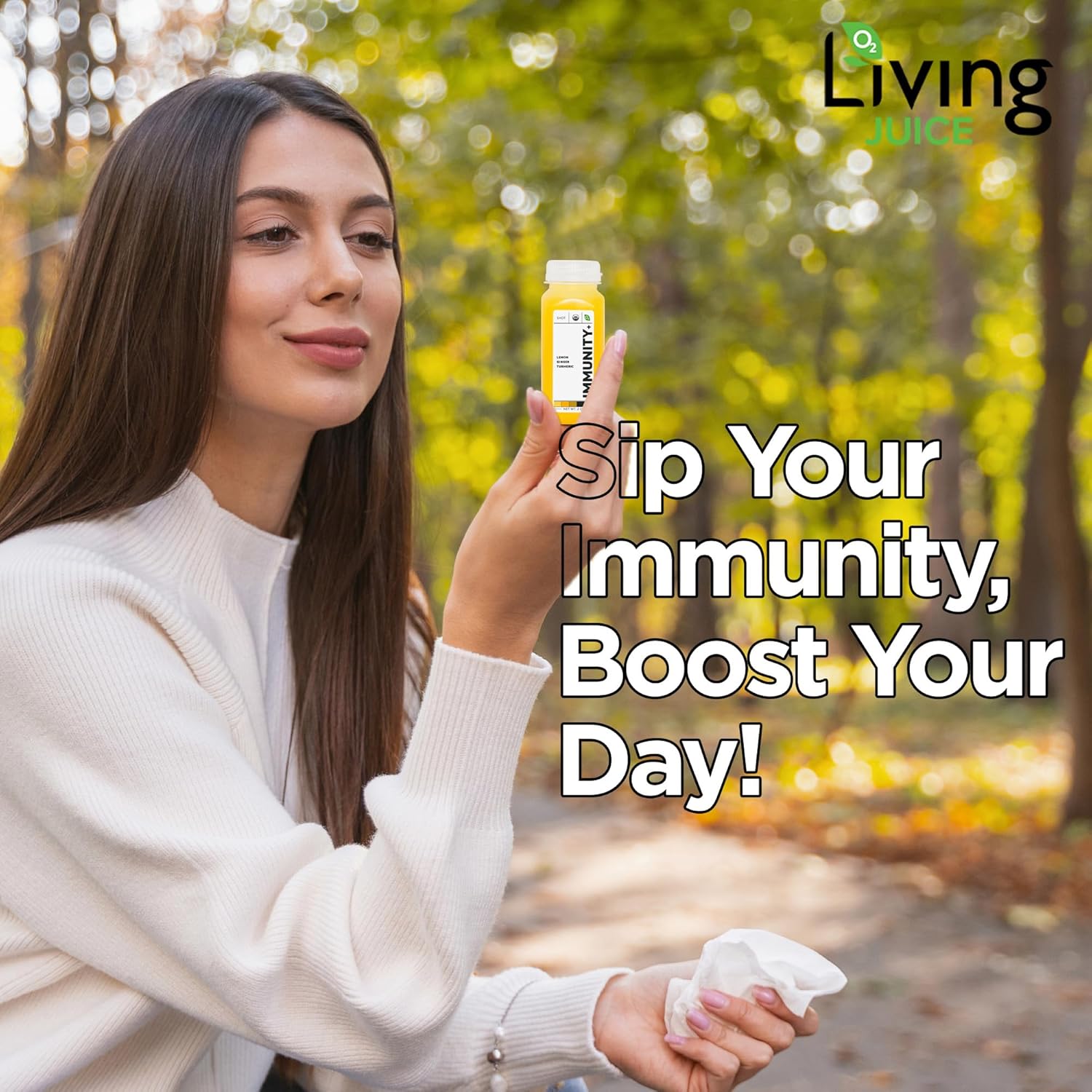 O2 Living Immunity Booster Juice Shots - 2oz, 12 Pack - Organic Cold-Pressed Juice Shots, No Added Sugars or Water, Naturally Sweetened from Fruits, Fresh Pressed, Packed with Nutrients and Vitamins