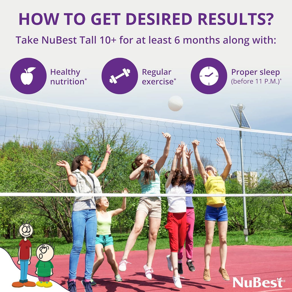 NuBest Tall 10+ Premium Bone Strength Formula, Enhanced Immunity and Overall Health for Age 10+ with Calcium, Vitamin D3, Vitamin K2, and Multivitamins | 60 Capsules | 1 Month Supply
