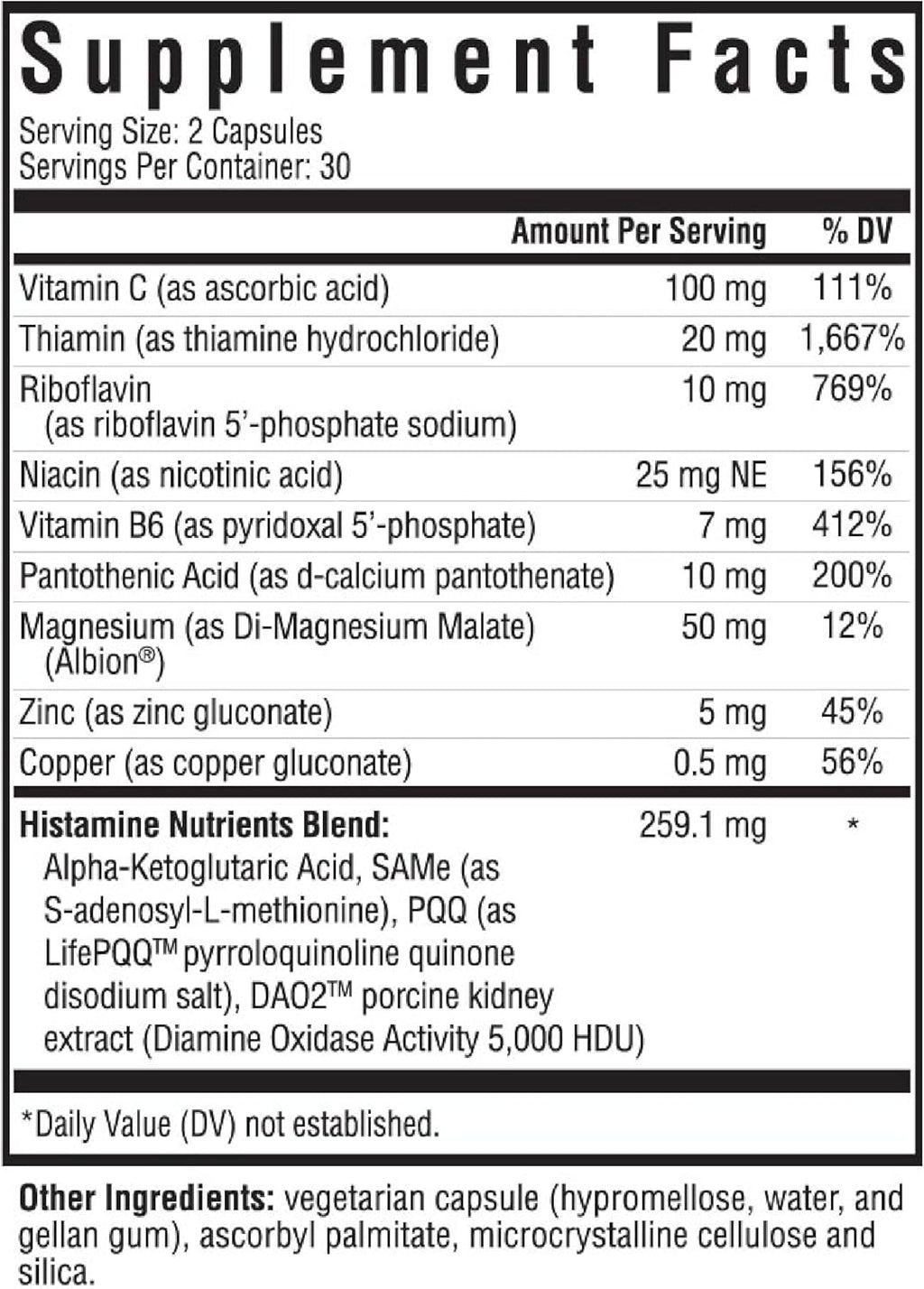 Seeking Health Histamine Nutrients, Formerly Histamine Block Plus, DAO Enzyme Supplement for Histamine Food Intolerance, Supports GI and Digestive Health (60 Capsules)*