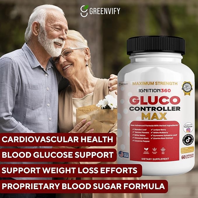 Ignition360 Gluco Controller Max, Dietary Supplement, 60 Capsules, Herbal Formula with Banaba Leaf & Cinnamon (1)