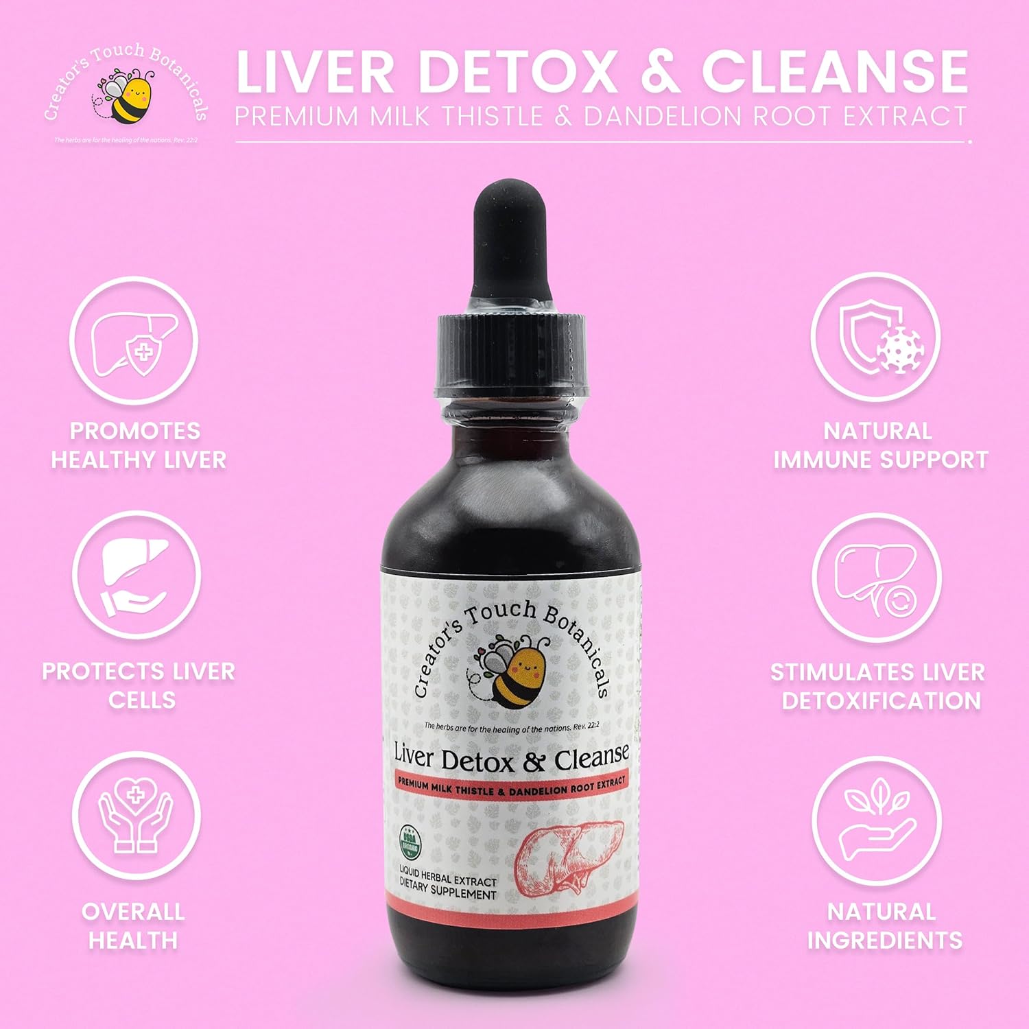 Creator's Touch Botanicals Liver Detox and Cleanse Herbal Supplement, 2 fl. oz, Milk Thistle and Dandelion