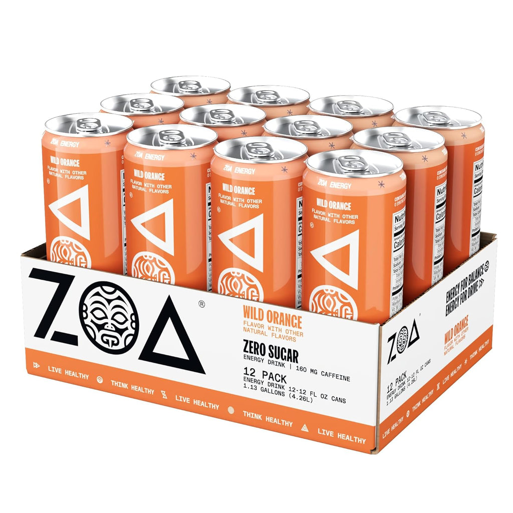 ZOA Zero Sugar Energy Drinks, Tropical Taste Pack - Sugar Free with Electrolytes, Healthy Vitamin C, Amino Acids, Essential B-Vitamins, and Caffeine from Green Tea - 12 Fl Oz (Pack Of 36)
