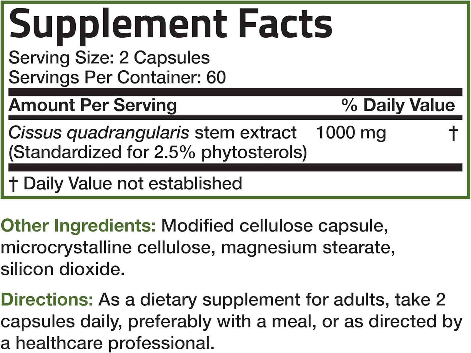 Bronson Cissus Quadrangularis Extract 1000 mg Capsules - Strong Bones & Healthy Joints - Non-GMO, 120 Vegetarian Capsules