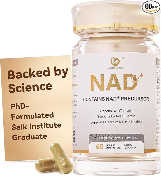 NAD+ Supplement for Healthy Aging & Energy, 500 mg Nicotinamide Riboside (NR) with CoQ10, HMB, Turmeric & Black Pepper, 60 Vegan Capsules | Supports Muscle Strength & Recovery, Heart Health
