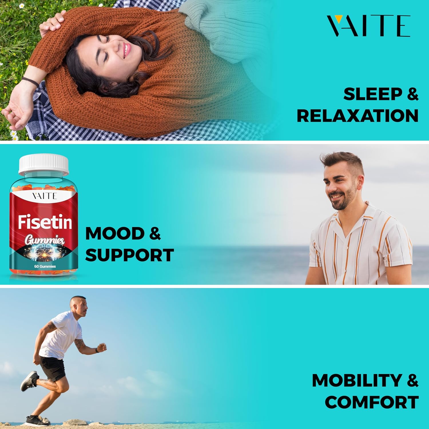 Fisetin Supplements 500mg - Gummy Supplement, Powerful Antioxidant Blend for Cellular Health Support - Vegan & Non-GMO Formula with Flavonoids & Plant Extracts, Boost Cognitive Function, 60 Gummies