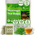 TOG999, Premium 200 Moringa Leaf Tea Bags, 100% Natural & Pure from Moringa Leaves. Loose Leaf Moringa Herbal Tea. Moringa Leaf Tea. No Sugar, No Caffeine, No Gluten, Vegan.