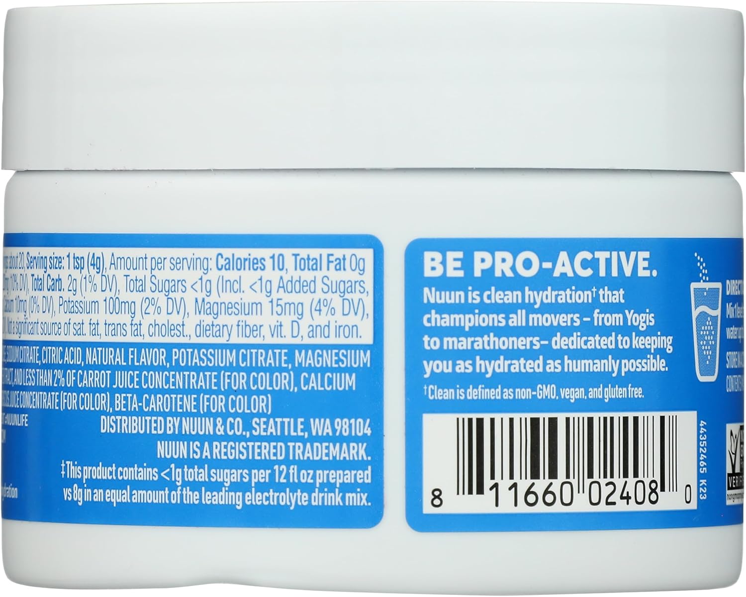 Nuun Sport Electrolyte Powder Drink Mix with Magnesium, Calcium, Potassium, Chloride, and Sodium, Strawberry Kiwi Flavor, Gluten Free & Vegan, Up to 20 Servings
