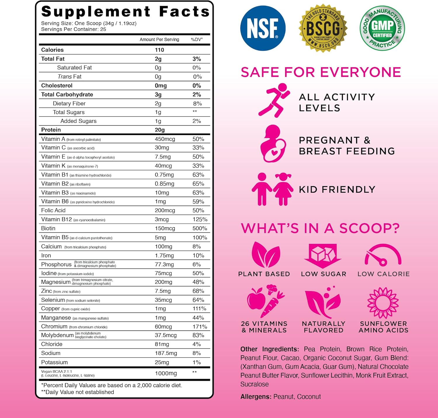 TRU Supplements Plant Based Protein Powder, BCAA, EAA, 20g Vegan Brown Rice & Pea Protein, 100 Calories, 27 Vitamins, No Artificial Flavors 25 Servings (Chocolate Peanut Butter)