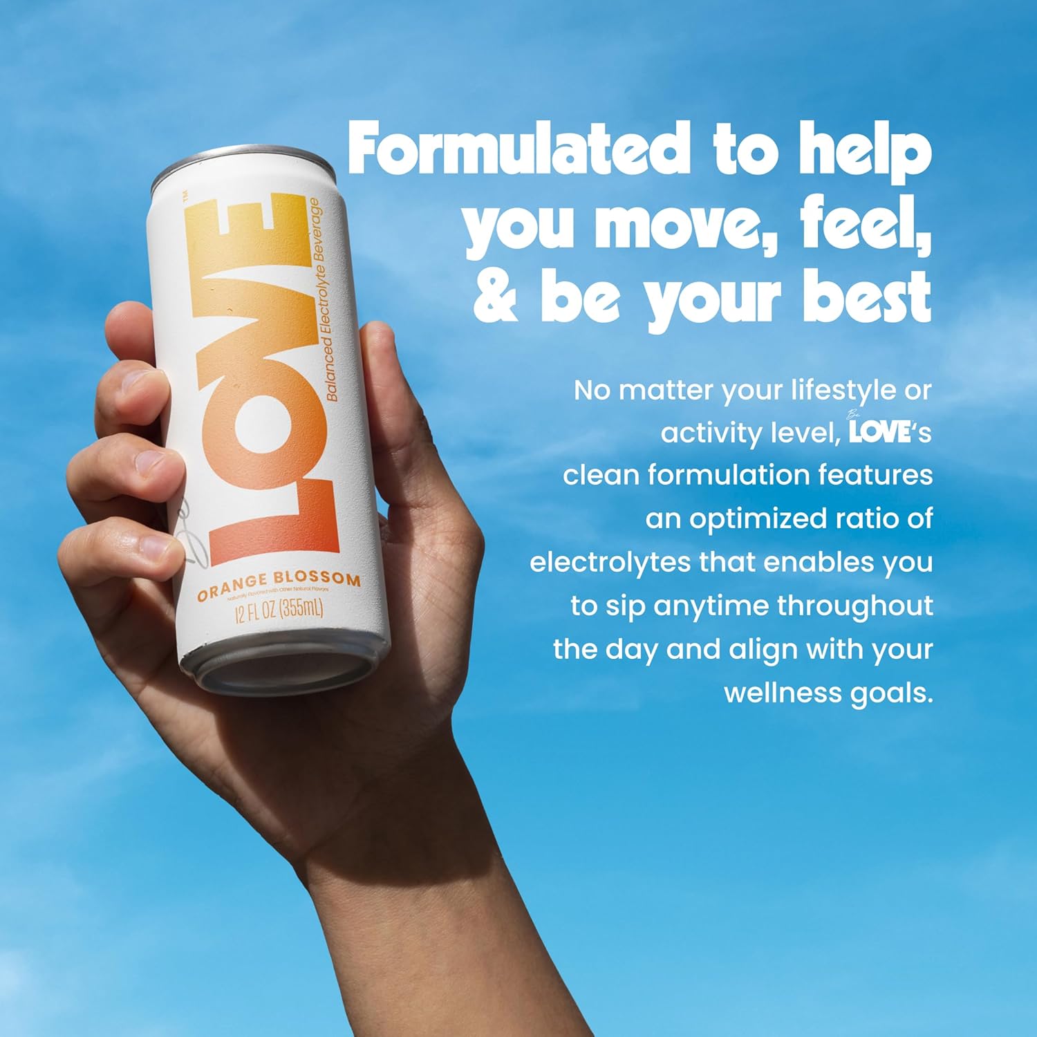 Be LOVE Balanced Electrolyte Beverage 6-Pack - Magnesium, Potassium & Sodium for Daily Hydration - Zero Sugar, Gluten Free - Berry Bliss, Citrus Zest, Orange Blossom (12oz / 6ct)