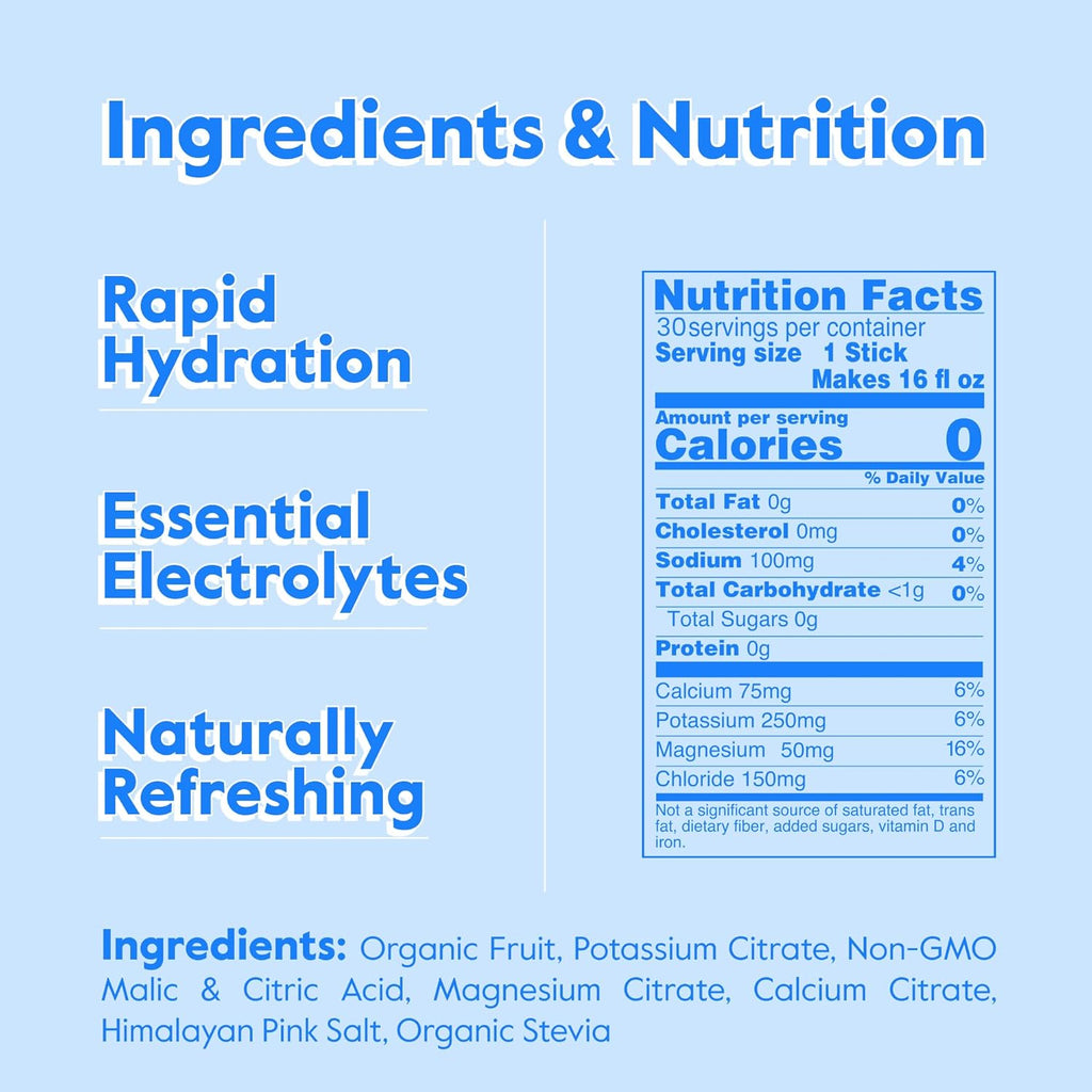 Nectar Hydration Packets - Electrolytes Powder Packets - Sugar Free & 0 Calorie - Organic Fruit Liquid Daily IV Electrolytes Powder for Dehydration Relief & Rehydration (Tropical Variety 30 Pack)