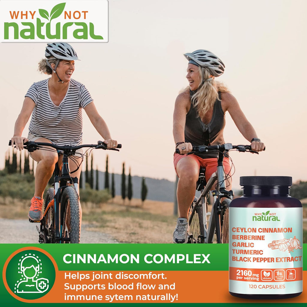 5-in-1 Organic Ceylon Cinnamon Capsules with Berberine, Garlic, Turmeric, Black Pepper Extract Pills