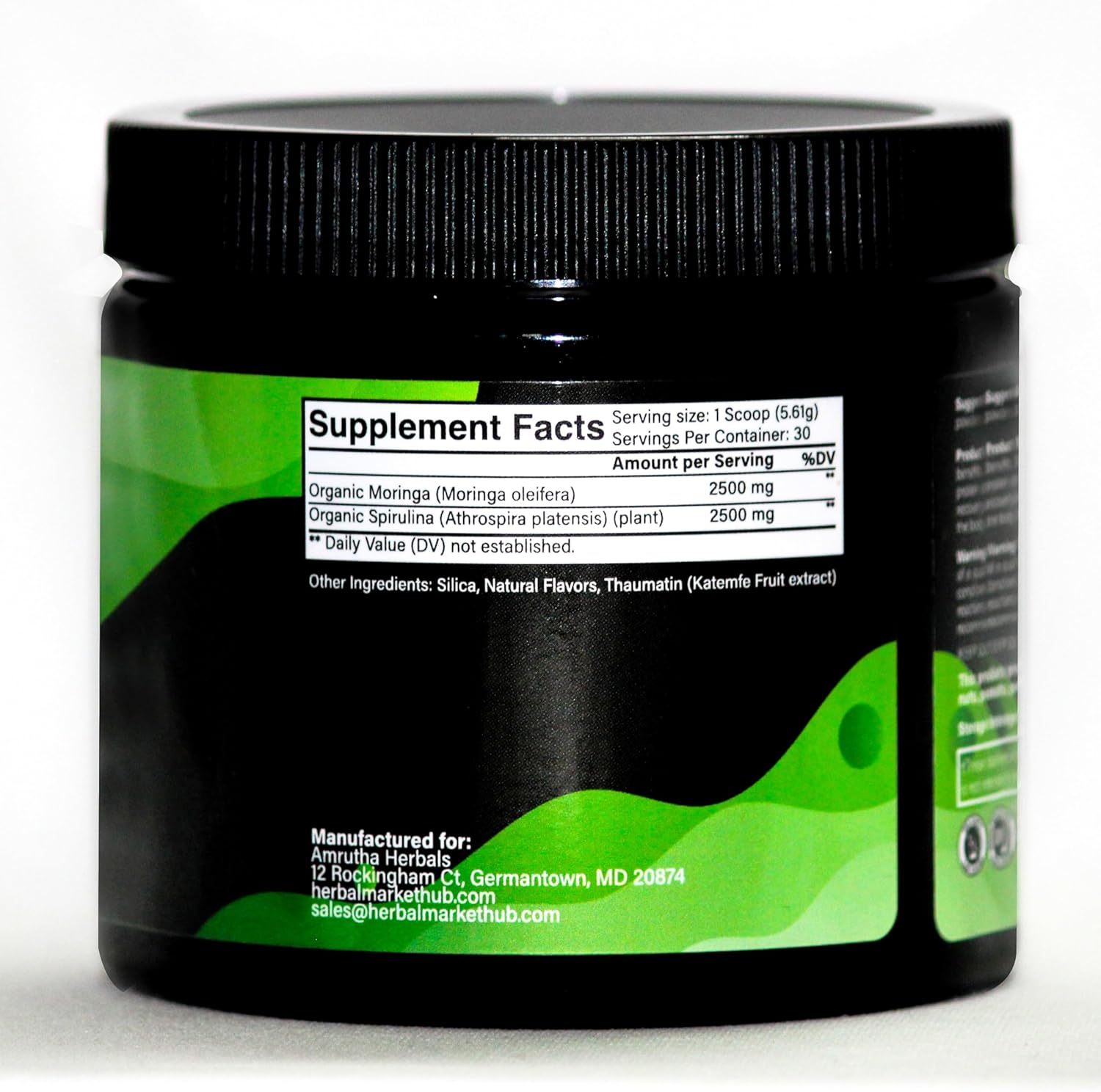 Organic Spirulina + Organic Moringa Greens Powder, Gluten-Free, Vegan Friendly, Detox & Digest, Superfoods 30 Servings Made in USA